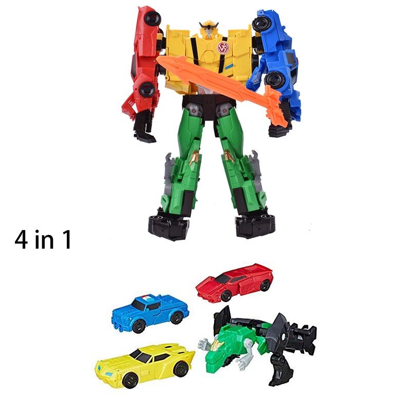 Four-in-one Transforming Toy Set Robot Car Dinosaur And Vehicle Plastic Material