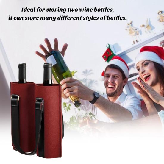 Wine Carrier Tote Bag with Handle Fall Prevention Champagne Beer Beverage Bottle Packaging Bag Felt Handbag