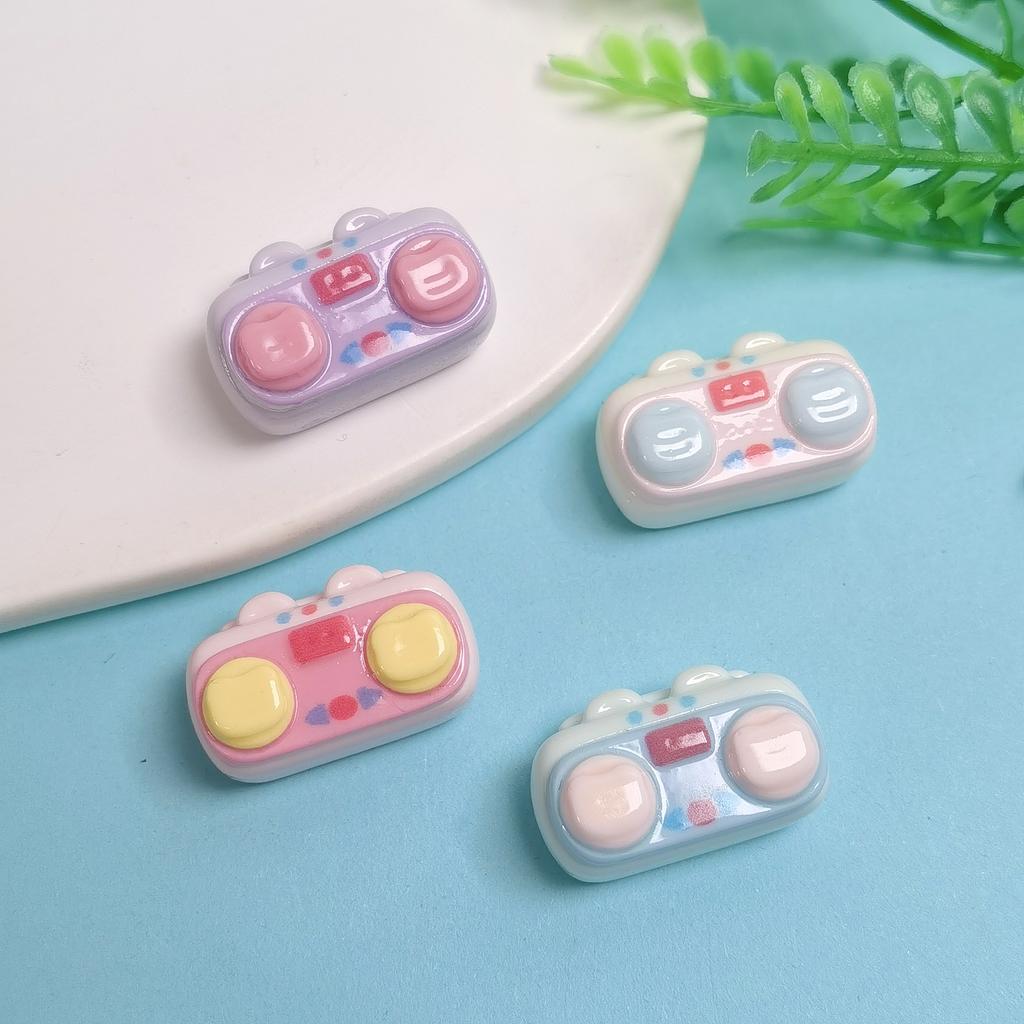 100pcs Resin Kawaii Radio Flatback Cabochon Music Figurine Scrapbooking DIY Home Accessories Home Doll House Crafts