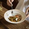 Retro Threaded Straw Hat Bowl Ceramic Household Tableware Practical Bowl Creative Salad Bowl High Value Soup Bowl Big Bowl