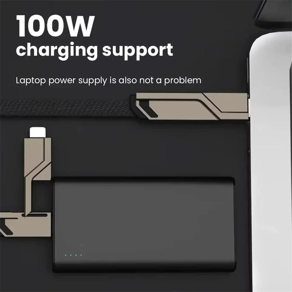 100W 4 In 1 Fast Charging Mobile Phone Cable USB Type C Cable for iPhone 15 14 Xiaomi Huawei Mate 40 Universal
