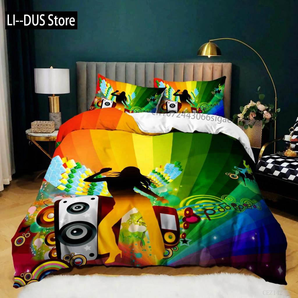 

Comforter Rainbow King Iridescent Love Heart Sheet Music Twin Bedding Set For Girls Microfiber Trippy Tie Dye Comforter (quilt)-EU Single(135*200cm)3pcs
