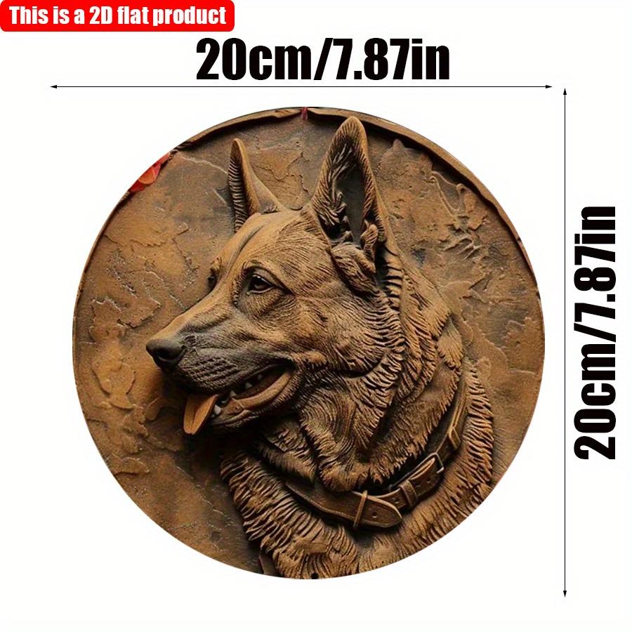 2D Flat 20*20cm1pc German Shepherd Wooden Wall Art Decor, Weather-Resistant Outdoor Indoor Sign, Lifelike Dog Design Decor, Pre-Drilled for Easy