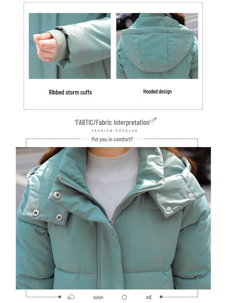 Women's Over-the-Knee Hooded Cotton Coat - Winter 2025 Korean Slim Fit Fashion