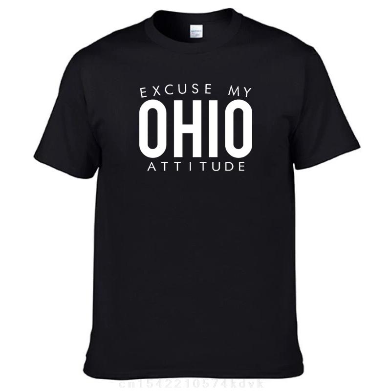 EXCUSE MY OHIO ATTITUDE T-shirt boys whites hippie clothes sweat men t shirts S разноцветный