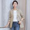 Plaid Blazer Female British Casual  Suit Spring  Office Lady Single Button Blazer  Fashion Women's Suit Lattice Jacket