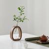 Walnut Solid Wood Vase Creative Flower Arrangement Ornament Simple Glass Plant Flower Arrangement Mini Water Nourishing Vase YLE442