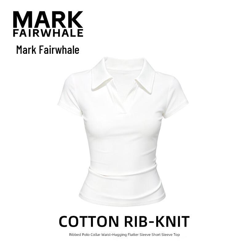 MARK FAIRWHALE Women s Polo Neck Cap Sleeve Cropped T-Shirt XL