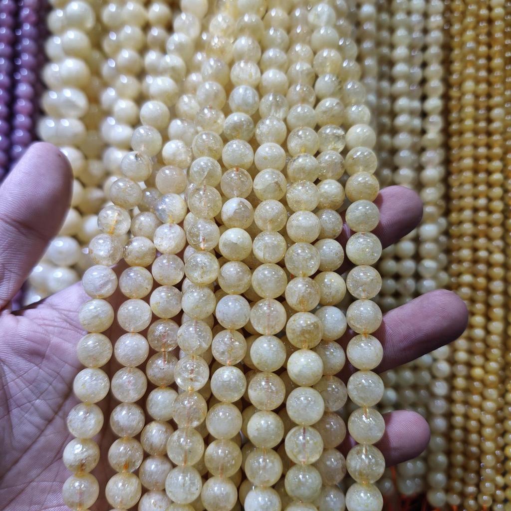 Gelber Citrin & Grüner Rutilquarz Kristall Runde Perlen für DIY Schmuckzubehör