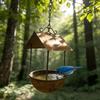 Vintage Bird Bath Feeder Rusty Iron Hanging Bird Feeder Automatic Feeding Station  Courtyard