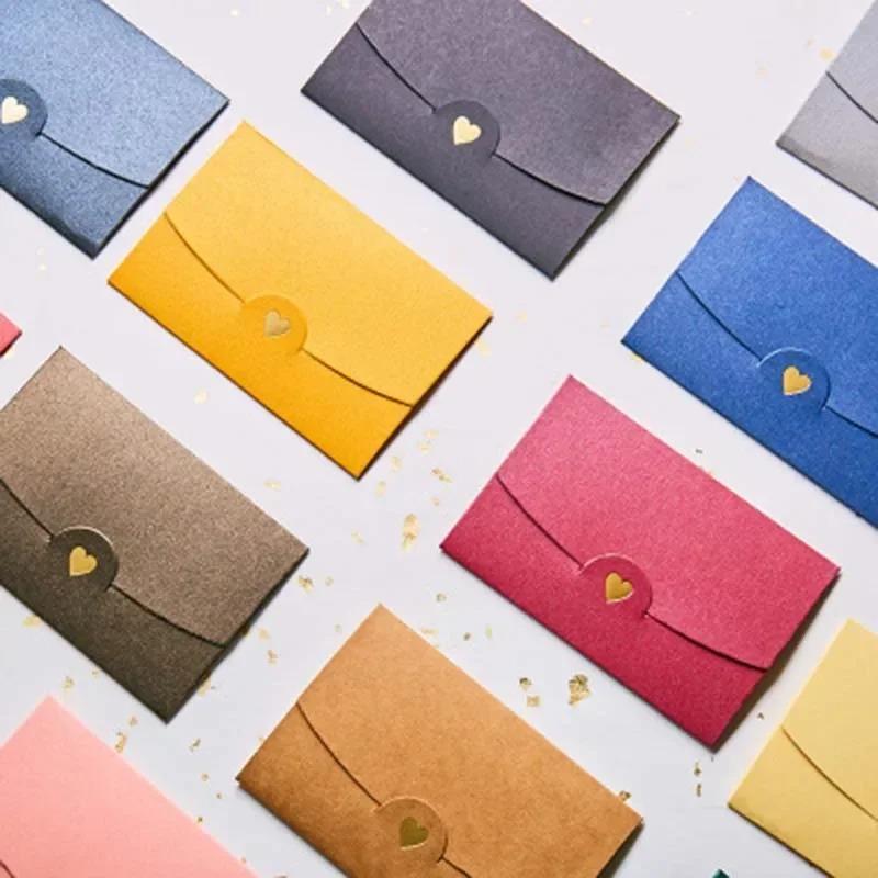 20pcs Mini Envelopes Small Greeting Card Name Card Envelope Hot Stamping Love Pearlescent Paper