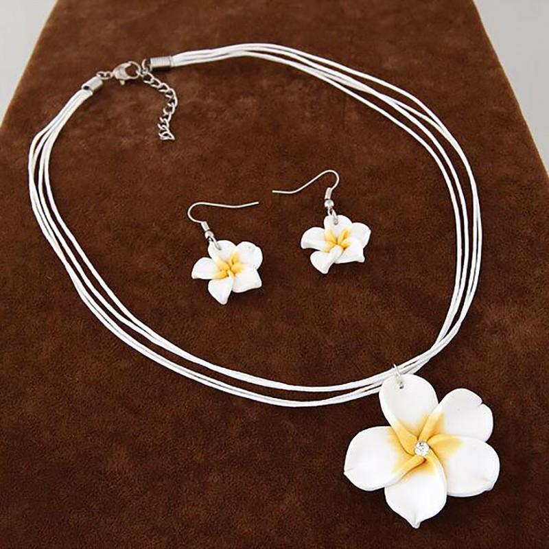 Schmuck-Geschenk, süßes Blumen-Anhänger-Halsketten-Ohrring-Set