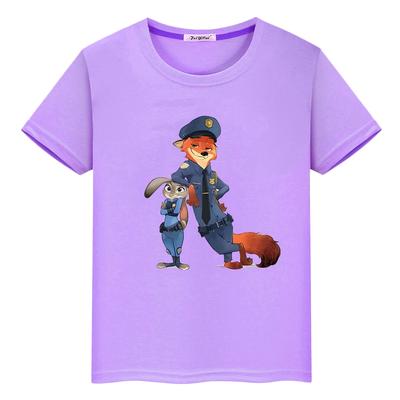 Zootopia 2 Print T Shirt for Kids Boy 10year 100%Cotton Kawaii Tops Anime Short Pride Tshirt  Y2k One Piece Girls Clothes