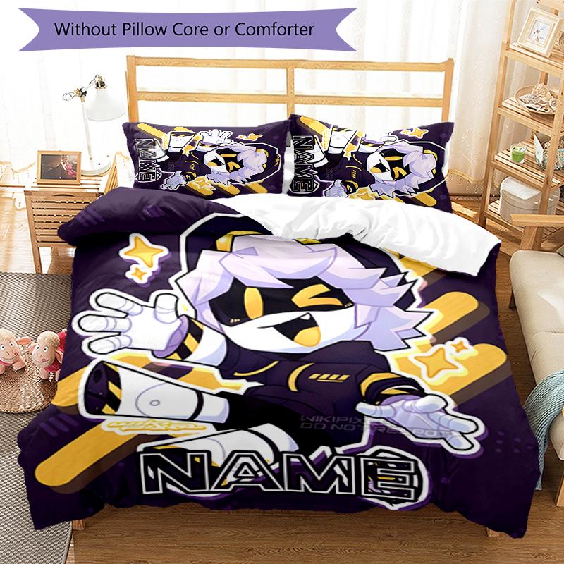 3pcs Custom Name Cartoon Murder Drones Bedding Set Duvet Cover Closure Includes 1 Duvet Cover & 2 Pillowcases for All Seasons Bedroom Decor