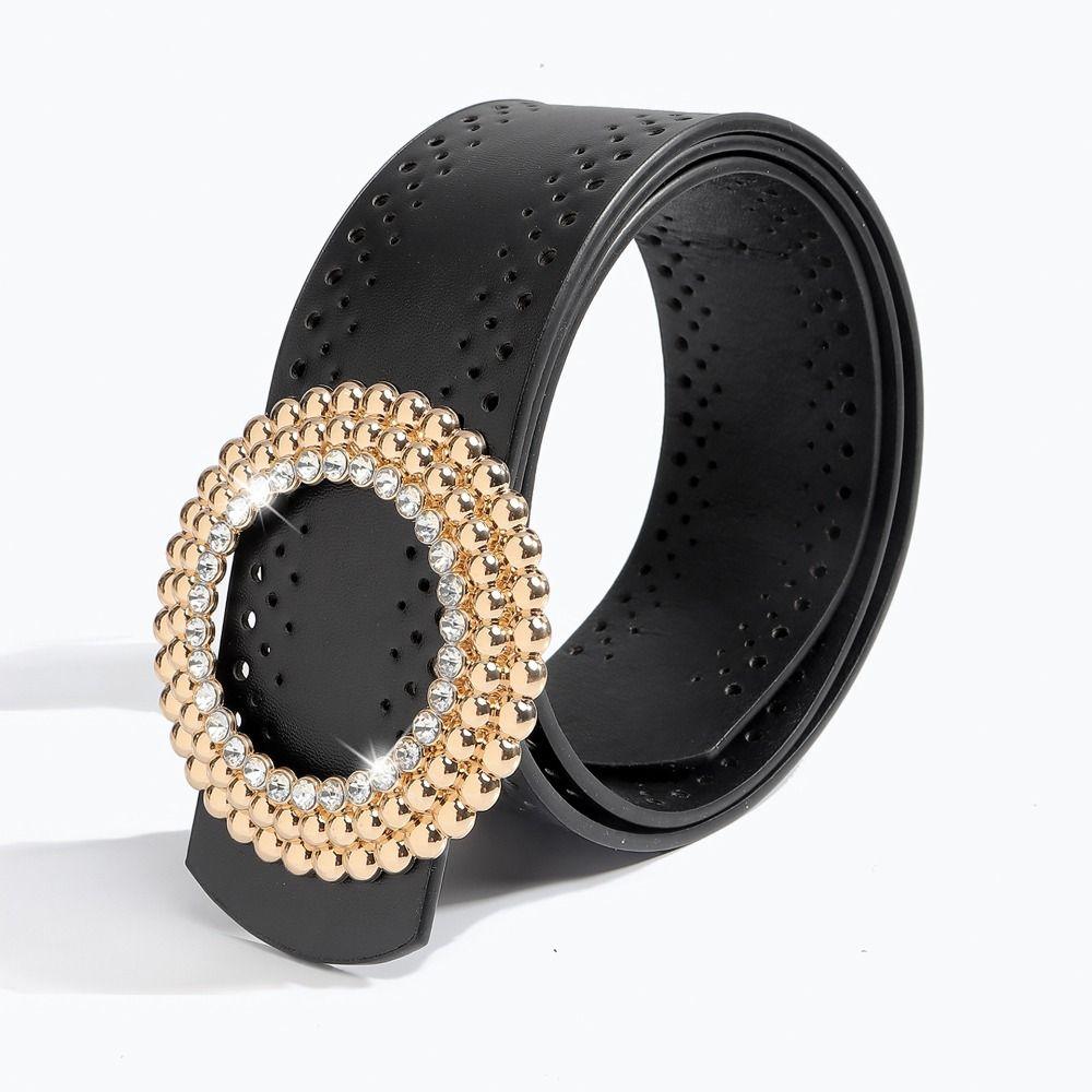 

Retro Wide Belt Hollow Hollow Belts New Black Waistband for Women Girls чорний