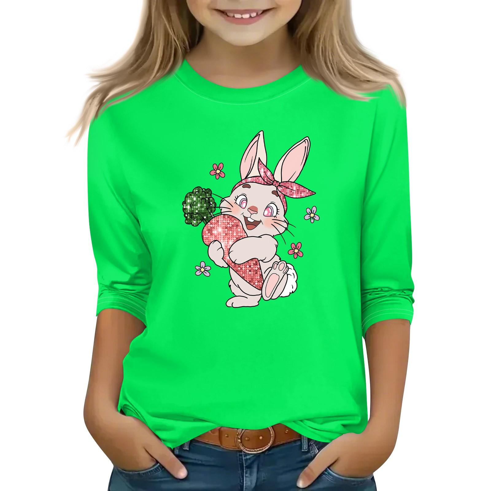 

Детская футболка с рукавом 3/4, повседневная футболка с принтом, круглый вырез, блузка-пуловер 110 зелёный