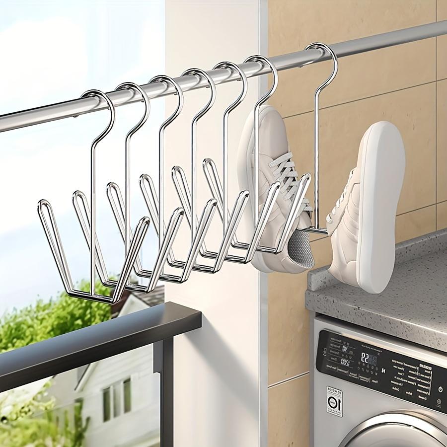 Stainless Steel Shoe Rack Hanging Drying Rack Bathroom Organizer Space Saving Multi-Functional for Entryway Balcony
