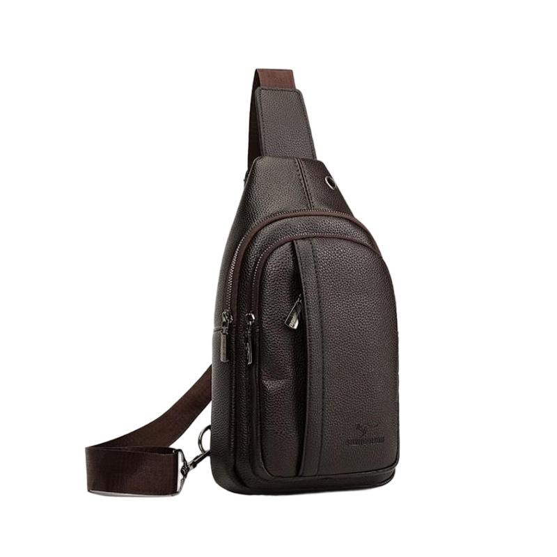 2026 Brand Men's Chest Bags Casual Simple Men's Shoulder Bag Large Capacity Multi-compartment Soft Leather Crossbody Bag