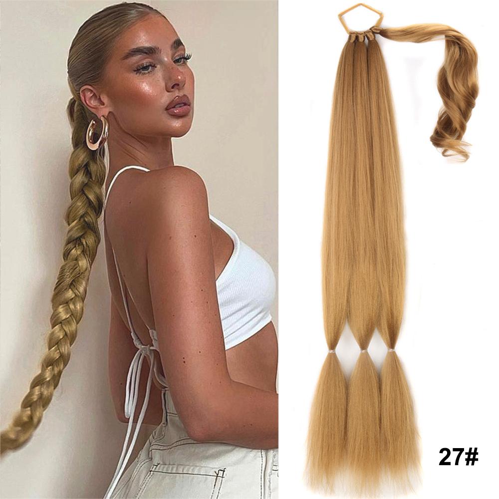 

34Inch Synthetic Braided Ponytail Extensions Black Brown Blonde Hairpiece Pony Tail With Hair Tie For Women Fake Hair Extensions 34inch-86cm