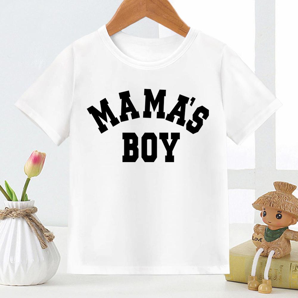 Mamas Boy Letter Kids Tshirt Euroamerican Fashion Letterprinted Childrens Tshirt for Boys Girls Summer Polyester Fabric 110