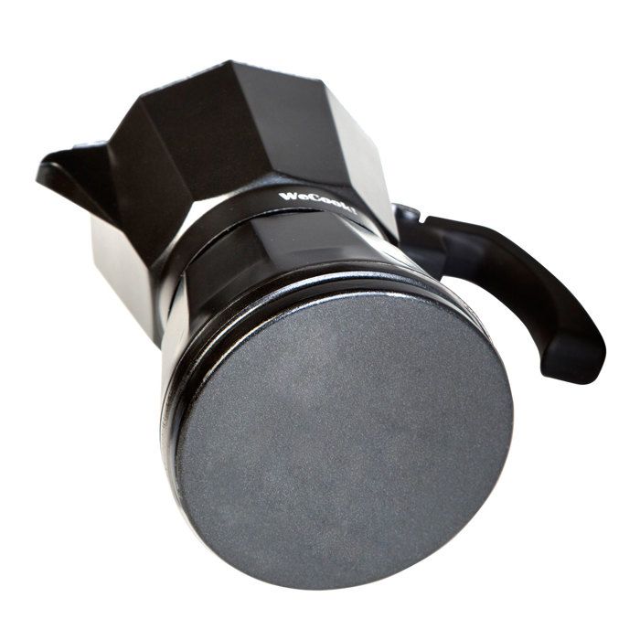 Cafetière expresso italienne induction, aluminium 6 tasses de café, vitrocérame wecook luccia noir