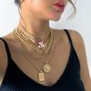 Set 7 Bucăți Colier cu Pandantiv Punk Fluture Monedă Trandafir Floare pentru Femei Vintage Cataramă OT Lanț Miere Bijuterii Grunge Steampunk Nou