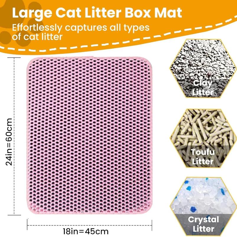 Mata pod kuwetę dla kota dwuwarstwowa antypoślizgowa duża mata filtrująca do kuwety dla zwierząt odporna na zużycie wodoodporna antypoślizgowa mata pod kuwetę dla kota