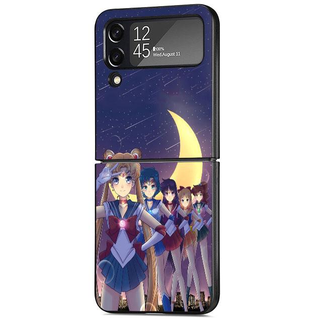 Case for Samsung Galaxy ZFlip3 Z Flip 4 ZFlip Z Flip 3 5G ZFlip4 Shockproof Hard PC Funda Japan Sailors-Cute Moons