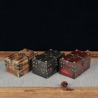 Vintage Style Wooden Treasure Chest Sundries Case for Necklace Ring Bracelet