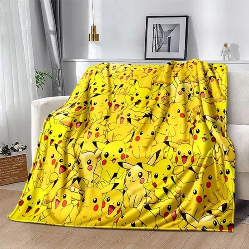 

New Pokemon Cartoon Anime Flannel Blanket Pikachu Figures Home Sofa Lunch Break Blankets Children Student Christmas Kids Gift 30x40in