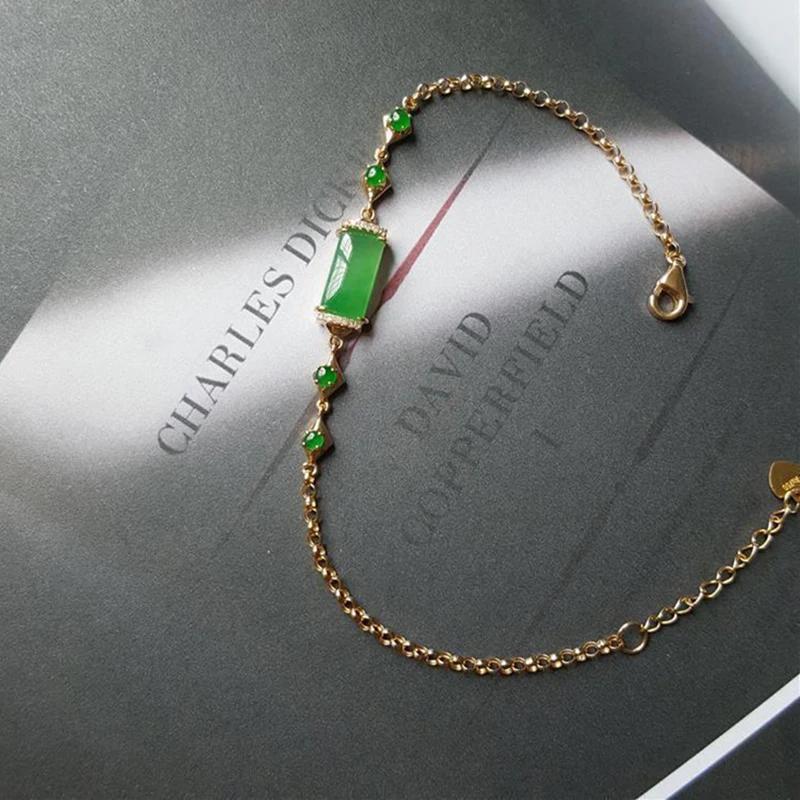 Original Neu In Eingelegtes Sonnengrün Rechteckig Eiförmig Armbänder Für Damen Eleganter Charme Kreativer Vintage Schmuck