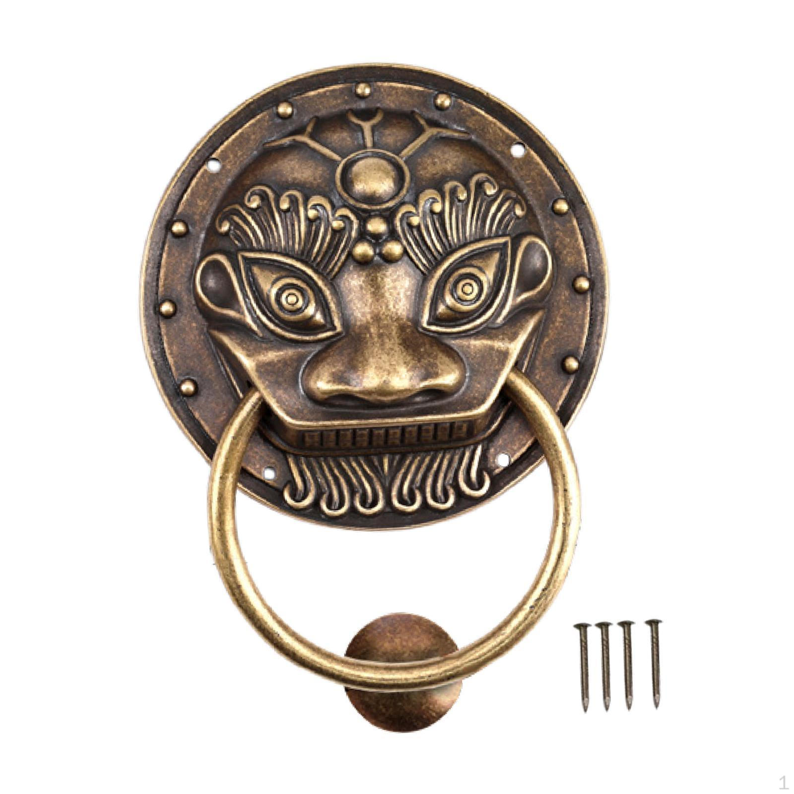 

Декоративная ручка-молоток в виде головы льва из латуни, винтажные ворота для шкафа 5 inch