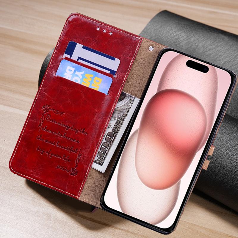 Luxury Book Leather Wallet Flip Phone Case For iPhone 15 14 13 12 11 Pro Max X XR XS Max 7 8 15 Plus Shokcproof Bumper Soft Siliocne Cover