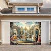Elegant Rococo Garden Tapestry, 18th-Century Musicians Performing in a Flower-Filled Palace Courtyard, Ornate Vintage Wall Art