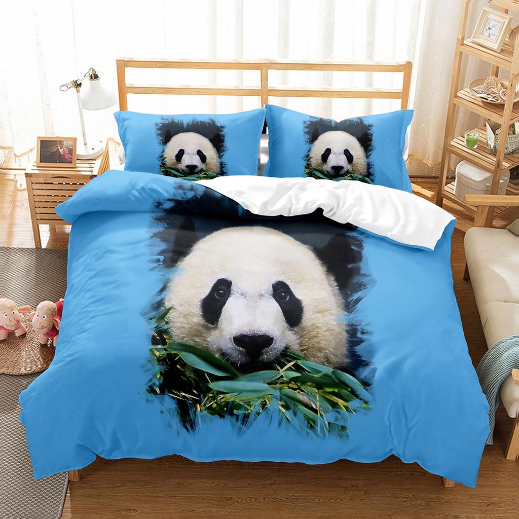 Cartoon Panda Bettbezug Set Niedliches Muster King Queen Full Size Für Kinder Jungen Mädchen Polyester Bettdeckenbezug Mit Kissenbezug