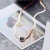 Trendy Rose Gold & Black Square Link Titanium Steel Snake Chain Necklace for Women
