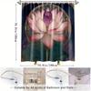 1Pc Elegant Lotus Shower Curtain With Crystal Design Comfortable Bathroom Decor Polyester Fabric Includes 12 Hooks