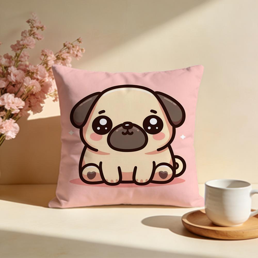 Lovable Sweet Heart Pug Cushion Cover Soft Pillow Cases for Home Bedroom Living Room Sofa