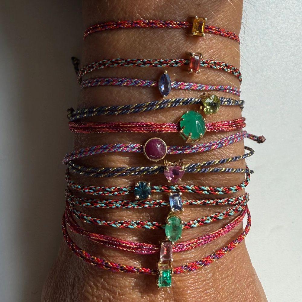 Crystal Gemstone Braided Rope Bracelet Multicolor Bohemian Bracelet Zircon Bracelet For Women