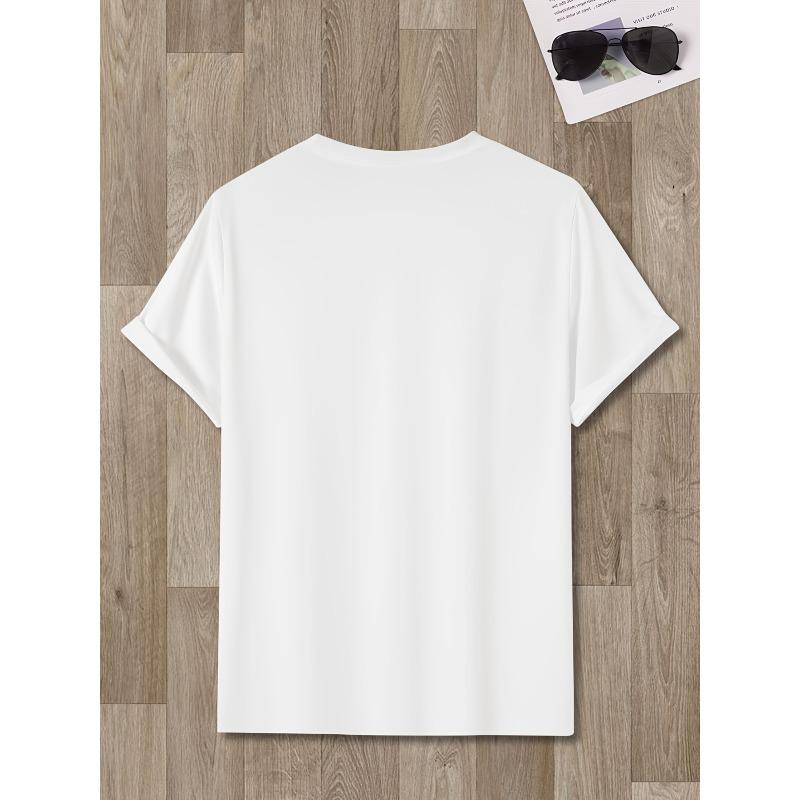 European Size Men's Graphic T Shirts Oversized Retro Print Bold Red Heart Design Streetwear Style Breathable Lightweight | Men's Casual Top