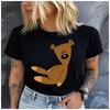 Cotton  Cute Simple Cartoon Brown Bear Graphic Tshirt Women Minimalist Bear Print Casual Summer Short Sleeve Tee