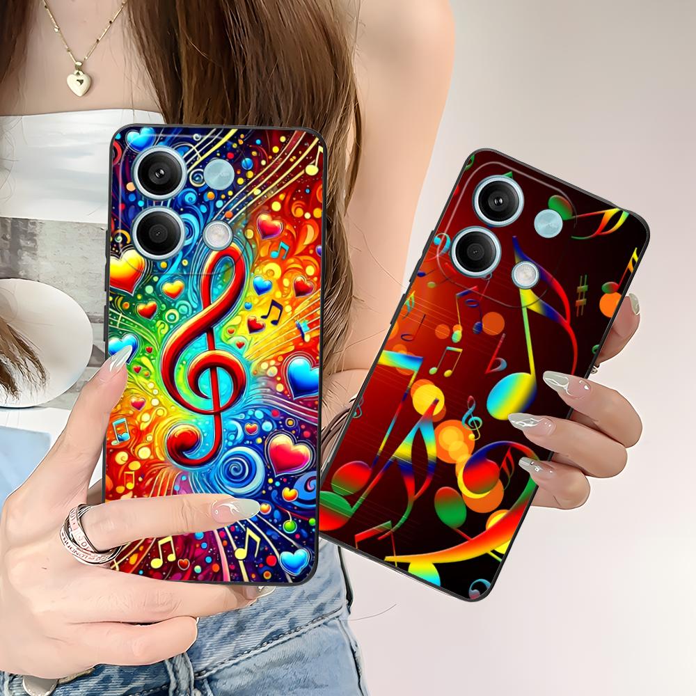 Musical Note Staff Mobile Phone Case for POCO M7 M6 M5 M4 M3 X7 X6 X5 X4 X3 Pro GT 5G Colorful Printing Cover Luxury Cellphones