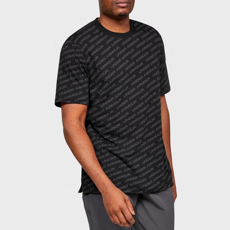 Under Armour UA Unstoppable Wordmark Full Print Crew Neck T-Shirt Men Tops Black 1345563-001