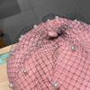 With Mesh Veil Wool Beret for Women Pearl Beanie Caps Elegant Painter Hat  Banquet
