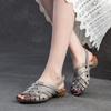 GKTINOO 2025 Spring/Summer New Genuine Leather Women's Shoes Hand Woven Hollow-out Breathable Low Heeled Sandals