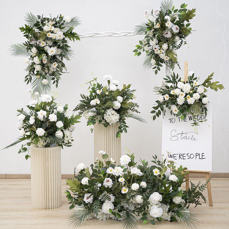 New Floral Ground Row Silk Flower Arrangement for Engagement & Wedding Decor - Large Size, Elegant Design