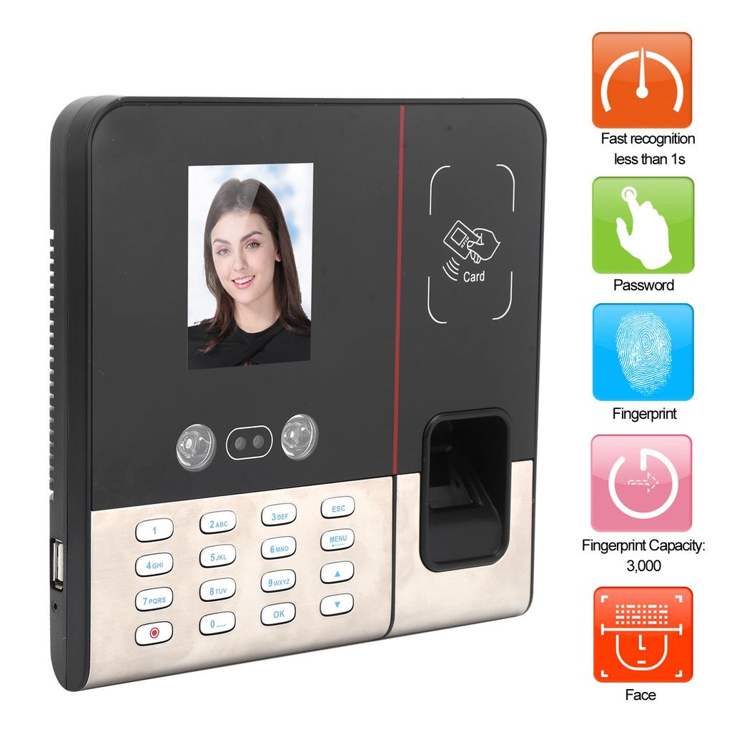 2.8in TCP/IP Time Attendance Face Fingerprint Password ID Card Recognition Access Controller