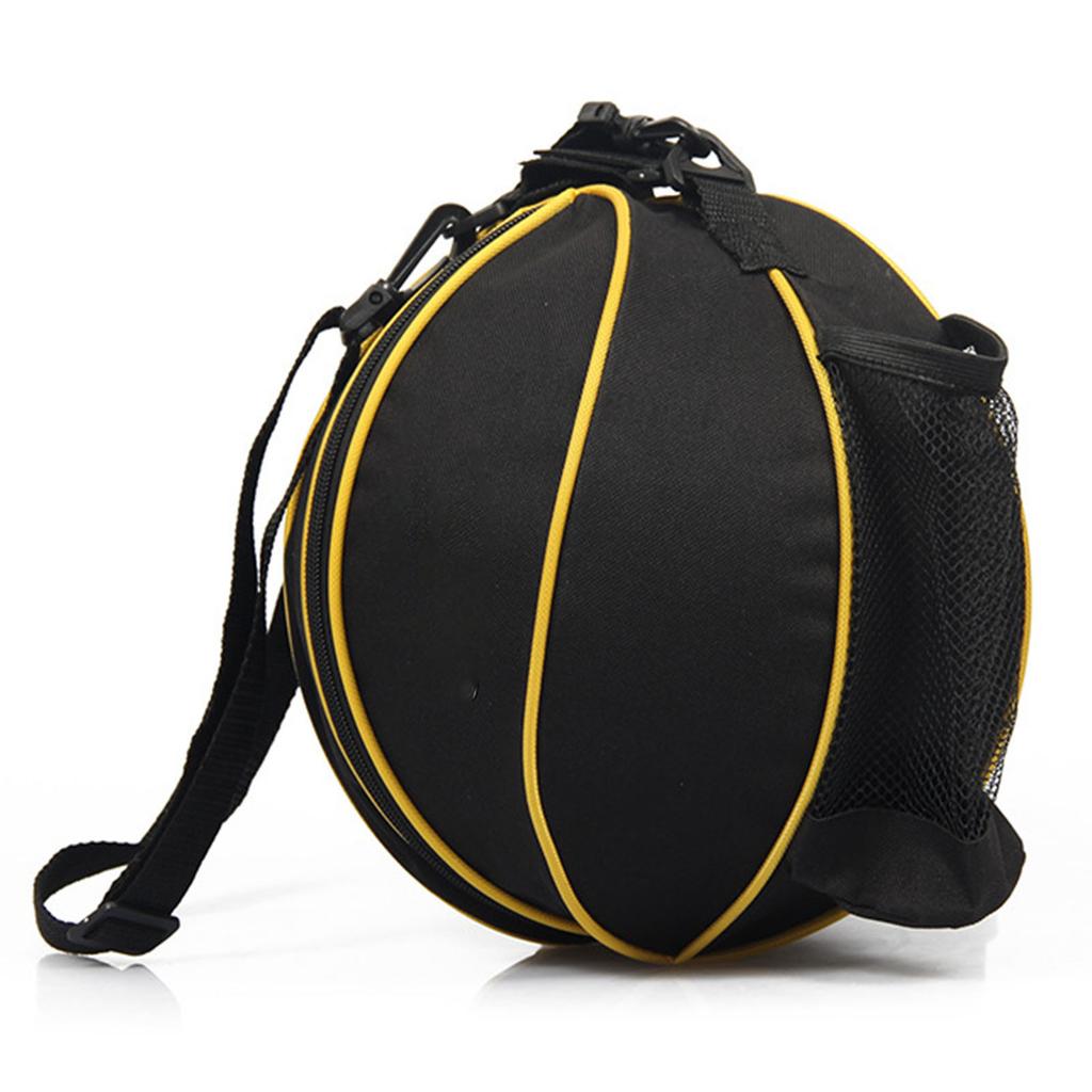 Basketball Bag Oxford Cloth Wear Resistant 1 Shoulder Ball Bag with Mesh Pocket for Outdoor Sports Black