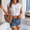 Hollow Midriff-baring Sweater Holiday Top