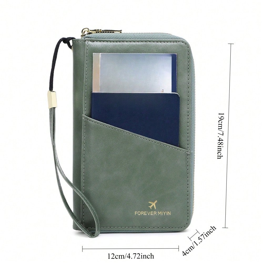 New RFID Anti-theft Passport Bag, Multi-functional Storage ID Bag, Long Double Zipper Messenger Passport Bag.
